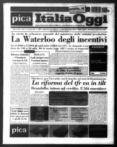 Italia oggi : quotidiano di economia finanza e politica